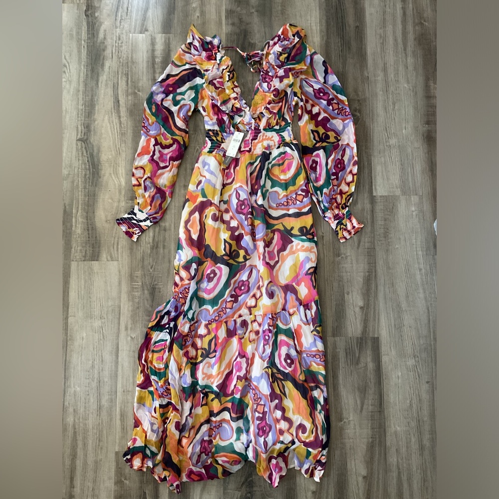 Anthropologie The Odetta Ruffled V-Neck Dress NWT XXS - Picture 4 of 7